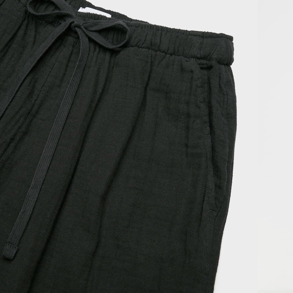 Black Wide Leg Cotton Pants - Picture 2 of 7
